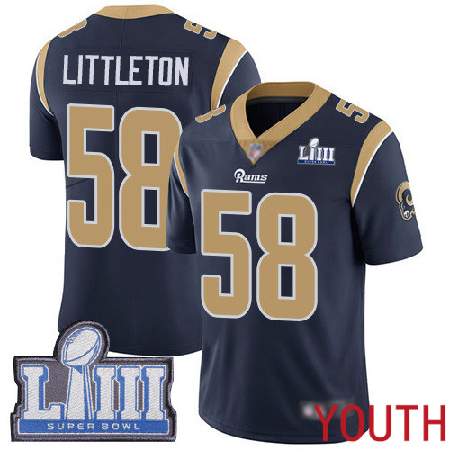 Los Angeles Rams Limited Navy Blue Youth Cory Littleton Home Jersey NFL Football #58 Super Bowl LIII Bound Vapor Untouchable